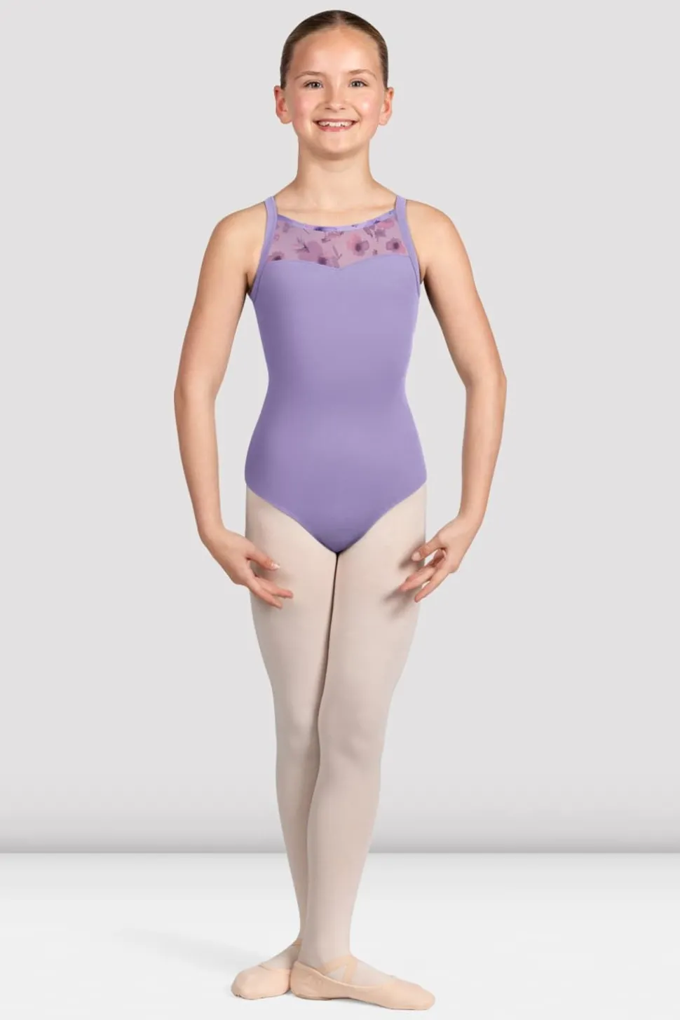 Girls Lila Floral Camisole Leotard-Bloch Discount