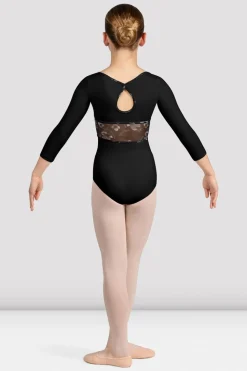 Girls Sophie Floral 3/4 Sleeve Leotard-Bloch Best