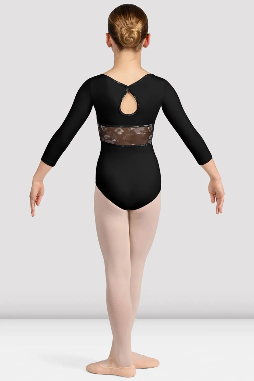 Girls Sophie Floral 3/4 Sleeve Leotard-Bloch Best