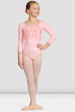 Girls Sophie Floral 3/4 Sleeve Leotard-Bloch Best Sale