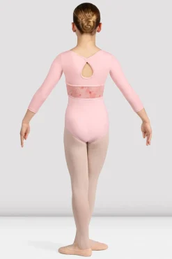 Girls Sophie Floral 3/4 Sleeve Leotard-Bloch Best Sale